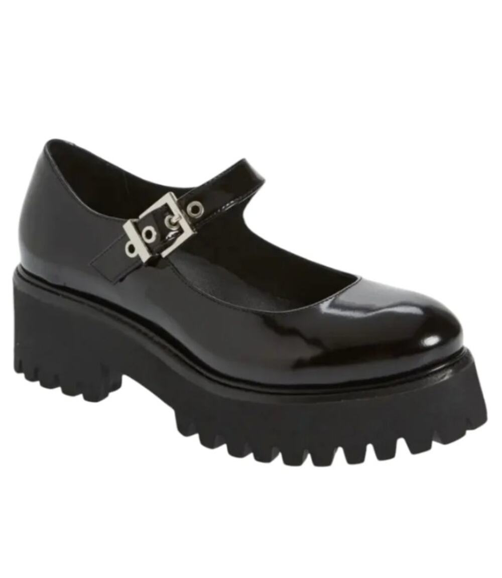 NEW Jeffrey Campbell Black Patent Leather Lug Platform Mary Janes 9
